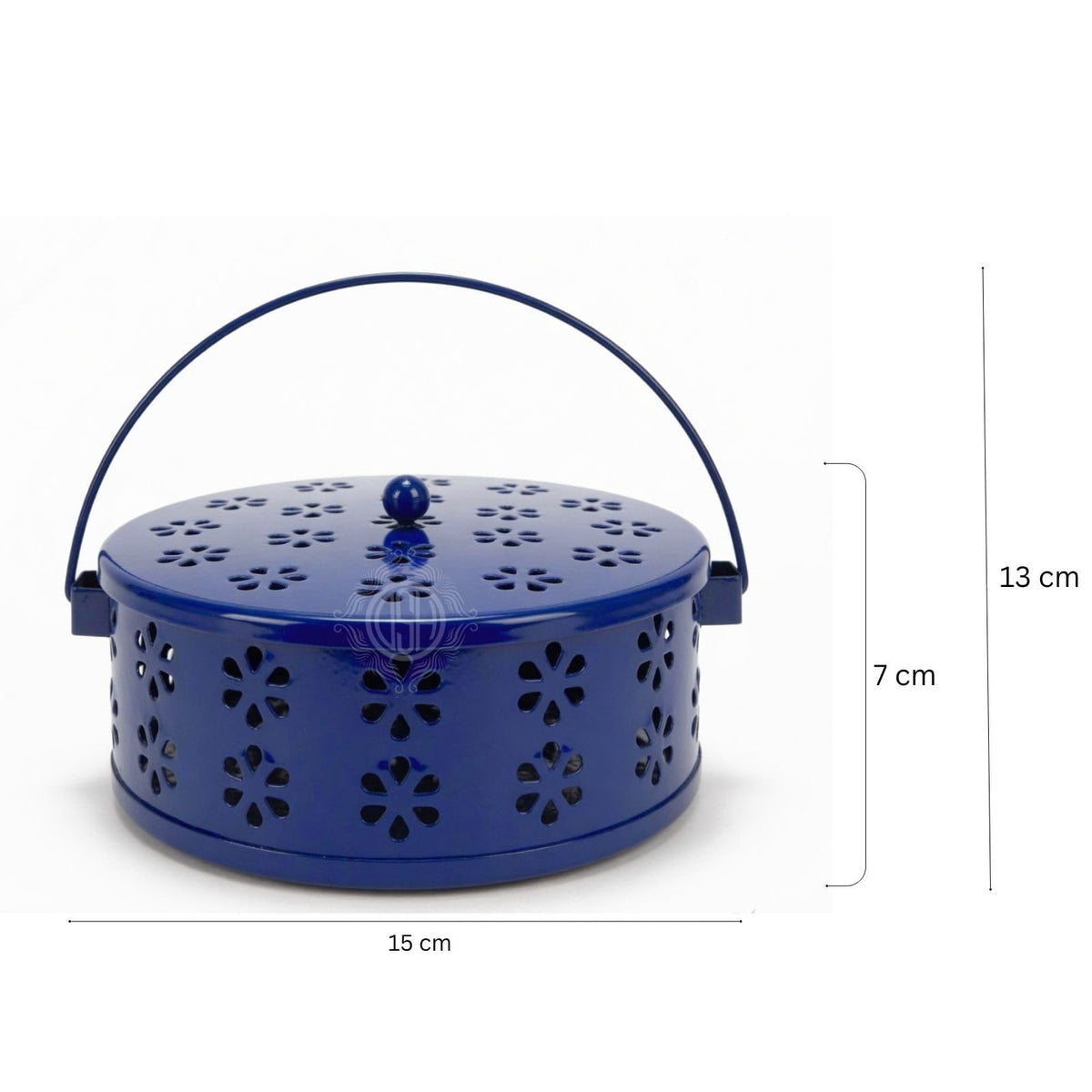 DSH Metal Mosquito Coil Holder with Lid & Handle Ash Catcher Stand for Mosquito Coil Indoor Outdoor Safe Use (Blue)