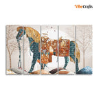 VIBECRAFTS Wall Painting of Patterned Horse of Five Pieces For Home|Office|Living Room|Gift (PTVC5Pcs4_8745)