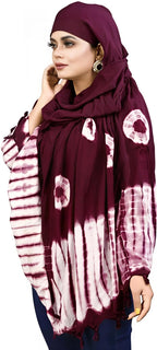 Krevaa Stylish Printed Pattern Fancy Scarf With Sun Protection Cover Face Cotton Mask for Women's and Girls.Tie-Dye Scarf for Women, Maroon and White, Hijab Style (PURPLE)