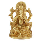 SVARUP Brass Ganesha Idol Ganpati Ganesha Murti Statue Pooja Home Décor GIF Gold Color Height 5 Inch