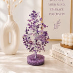 CALMINDS Amethyst Crystal Gemstone Money Tree Reiki Charged Feng Shui for Healing, Protection Spiritual Growth Chakra Balancing Positivity Home Décor Unique Gift for All Anniversary Birthday (25cm)