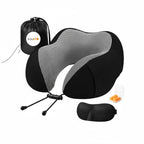 Billebon Premium Neck Pillow Ultra Soft with Hoodie, for Airplane (Grey Hoodie Neck Pillow with Eye Mask)