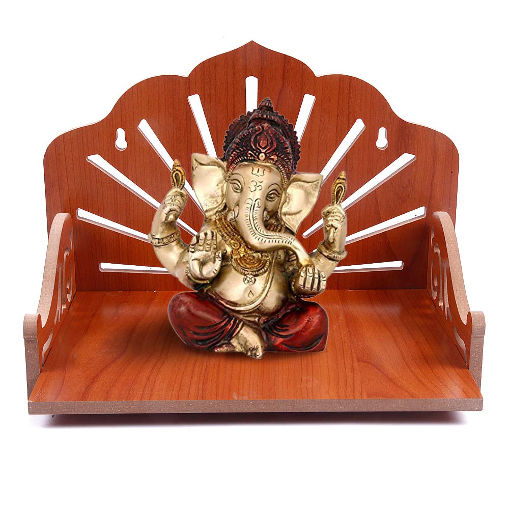 OM Shree,Art and Craft Wooden Temple Beautiful Plywood Mandir Pooja Room Home Decor Office OR Home Temple (Red)