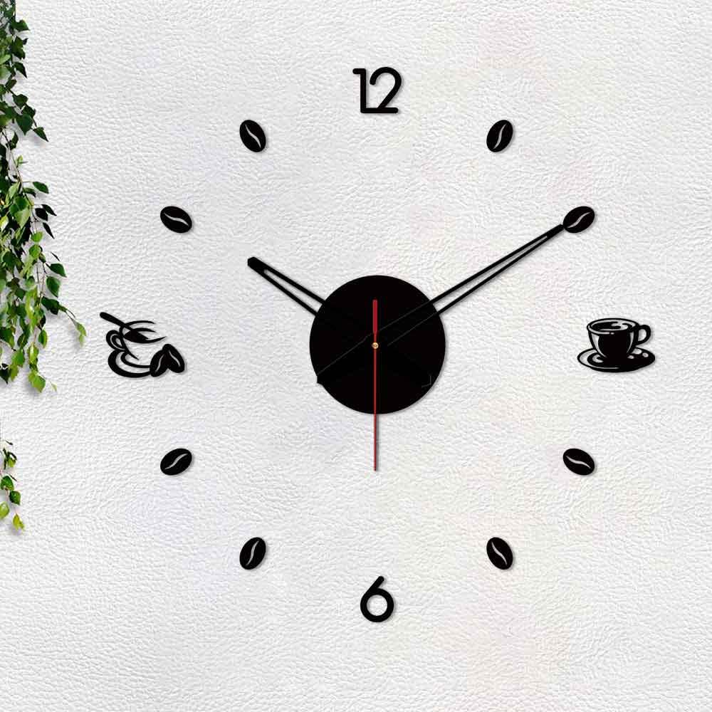 VIBECRAFTS Tea Coffee Designer Big Size 3D Infinity Acrylic Wall Clock for Home Decor, Office, Living Room, Bedroom, Cafe's, Gifts (WWCVC1Pcs_20006)
