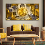 VIBECRAFTS Canvas Paintings for Living Room Drawing Room Meditating Buddha Canvas Wall Painting Fitted With Wooden Frame For Home | Office | Living Room | Gift (PTVCH_2500N)