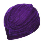BISMAADH Velvet Soft Pleated Pre Tied Knot Readymade Turban/Pagri Head Wraps for Men & Women Purple