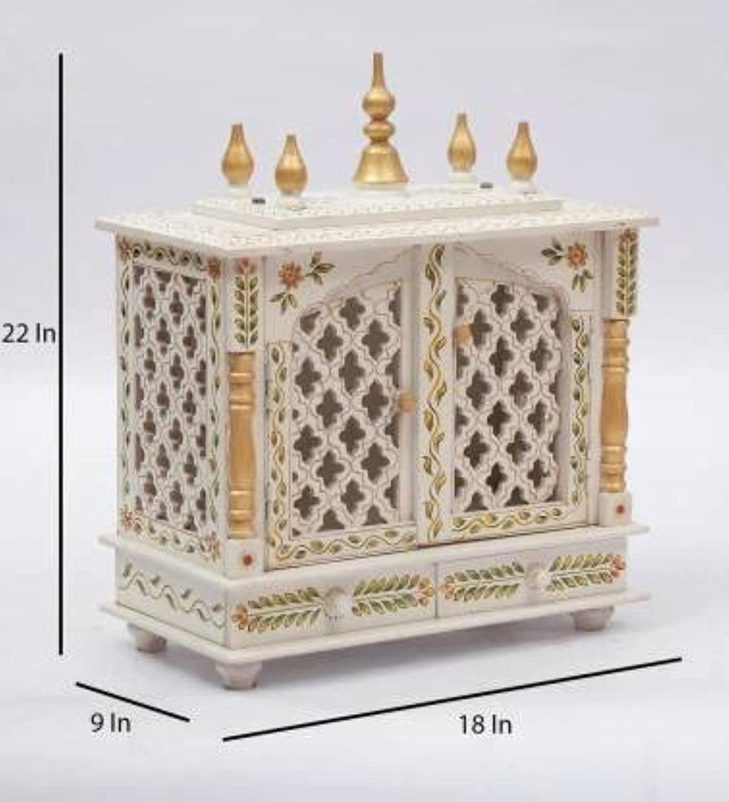Kamdhenu Art and Craft Wood Home Temple (18 x 9 x 21 inch, White & Red)