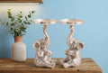 KridayKraft Elephant Candle Holders Set of 2 Pcs- Decorative Cast Aluminum Figurine Pillar Stands - Lucky Elephant Statues for Home Decor, Living Room, Gifting - Raised Trunk Design