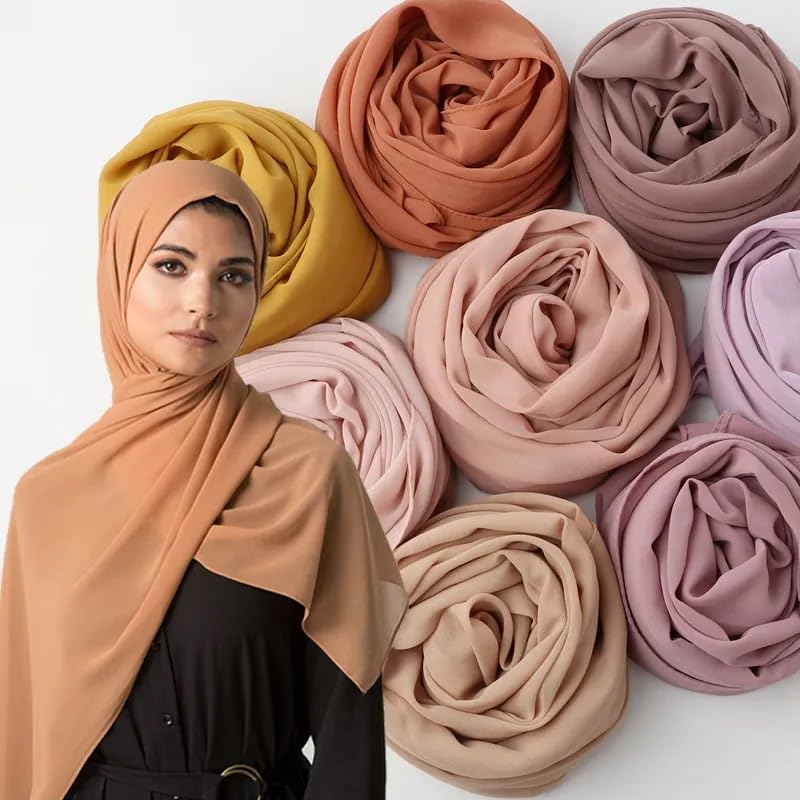 ICW Female Soft Chiffon Georgette Scarves Shawl Stoles Long Scarf Wrap Head Scarves (Pack Of 4 Set),Multicolor
