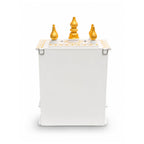 Vipron Handmade Wooden Temple Mandir in White & Gold, Hand-Painted with Carved Panels; Perfect Decorative Pooja Shrine for Home or Office, 30x15x40 cm