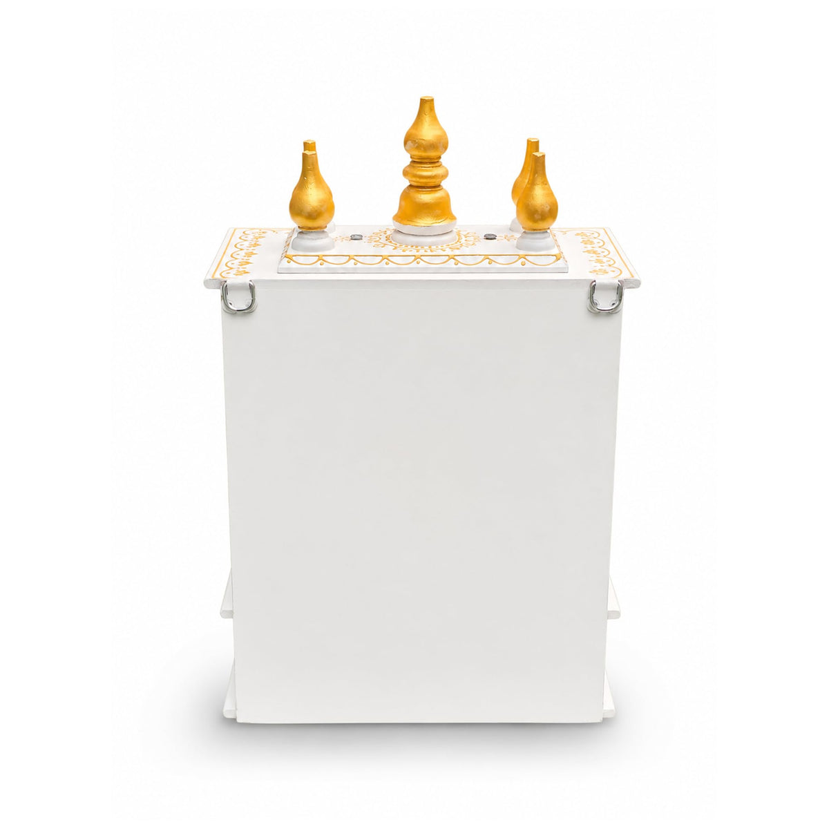 Vipron Handmade Wooden Temple Mandir in White & Gold, Hand-Painted with Carved Panels; Perfect Decorative Pooja Shrine for Home or Office, 30x15x40 cm
