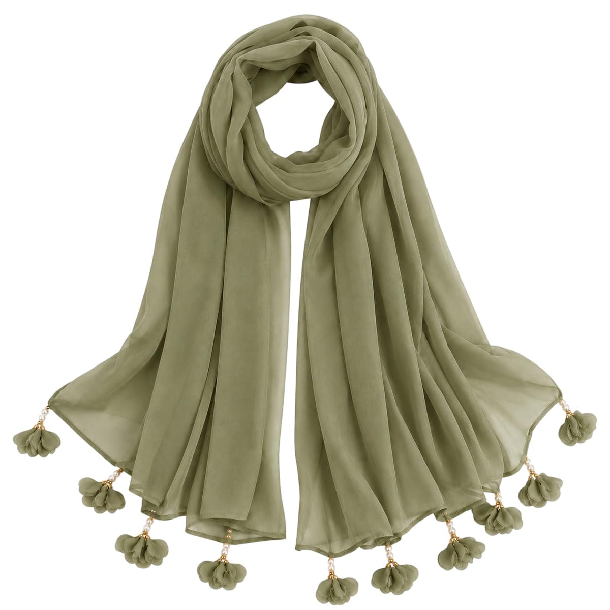 Women’s Chiffon Scarf Soft Lightweight Premium Stoles for Girls & Women | Stylish Modest Wear Dupatta for Daily & Party Use (Olive_Green)