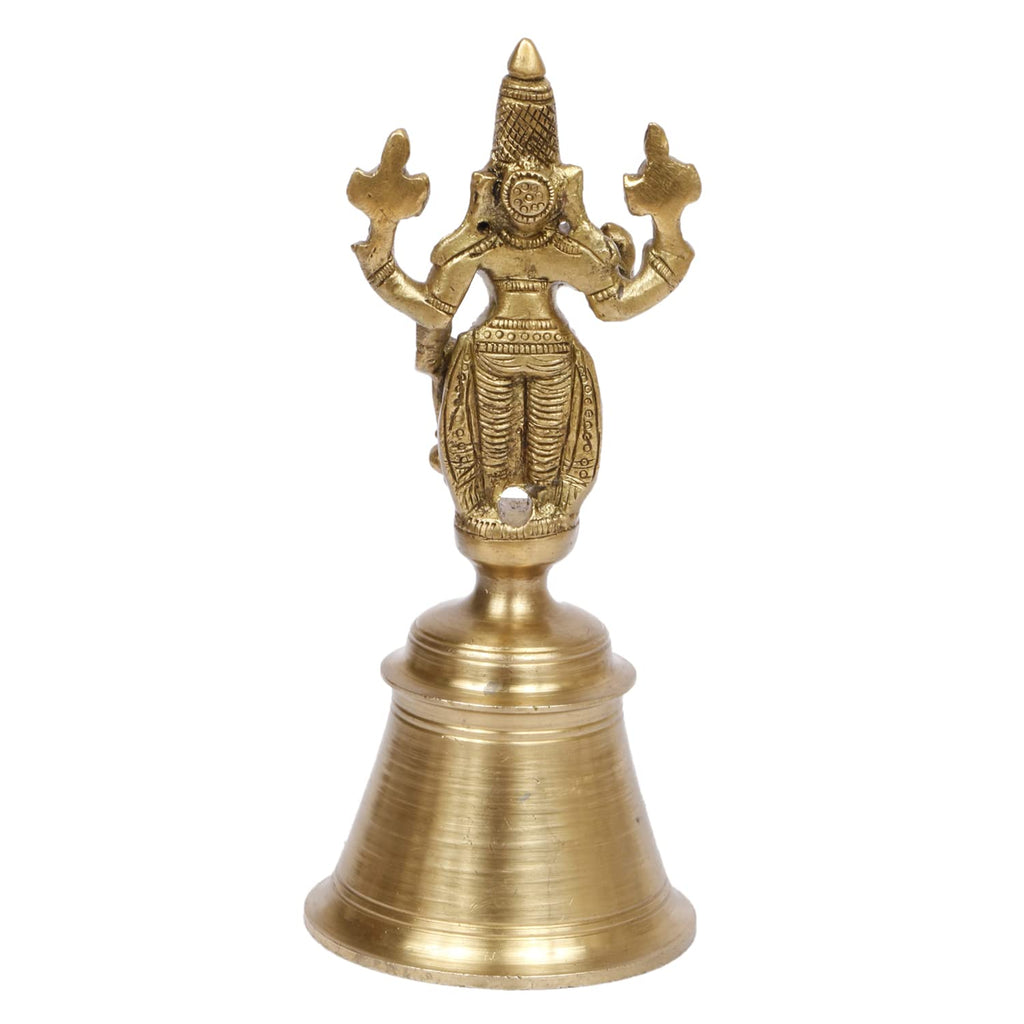 Artvarko Brass Vishnu Hand Held Bell Ghanti for Gods Puja Pooja Gift Spiritual Gifts 6 Inch