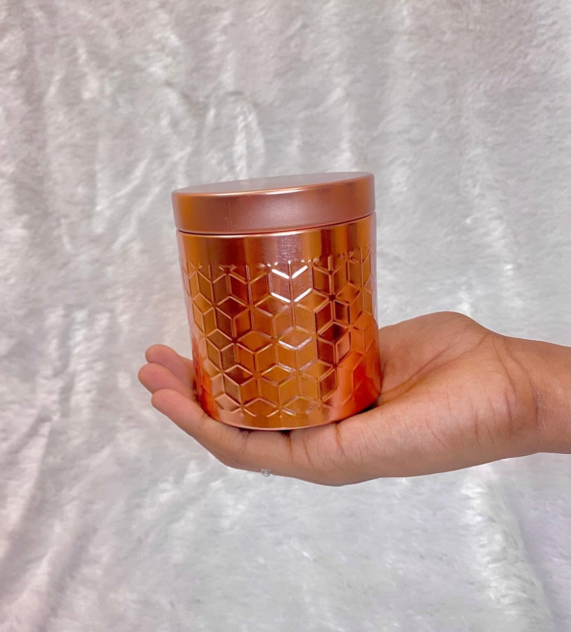 LOURDES COMPAGNIA Airtight Embossed Copper plated Tin (Pack of 1) - Return Gift