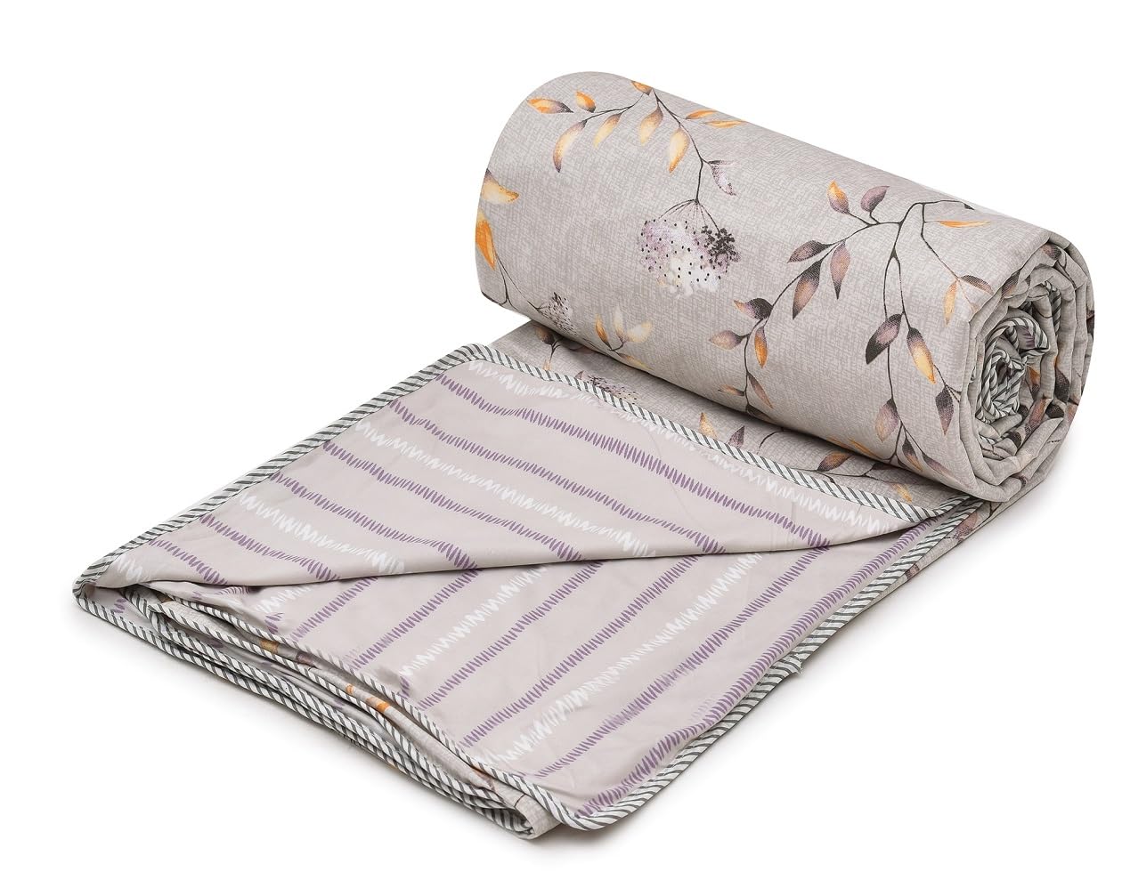 RRC Single Bed Lightweight AC Dohar Blanket, 150 GSM, Microfiber Cotton Flannel, Purple & Beige, 57x87 Inches, Soft & Breathable, All Season Comfort Blanket Kafalo