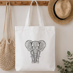 Adorvue Elephant DIY Art Tote Bag for Kids & Adults – Reusable Canvas Cotton Tote Bag for DIY Painting & Creative Activities, Stylish Eco-Friendly Bag for Shopping, Travel & College Pack of 2