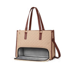 Bayne Large Size Work Bag with Lunch Compartment – Laptop Tote Bag with Lunch Box Section, Office Bag with Insulated Lunch Storage – Stylish Quilted Shoulder Bag for Women. 13 inch Laptops (Baige)