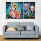 VIBECRAFTS Beautiful Radha Krishna Canvas Wall Painting of Five Pieces For Home|Office|Living Room|Gift (PTVC5Pcs4_8725)