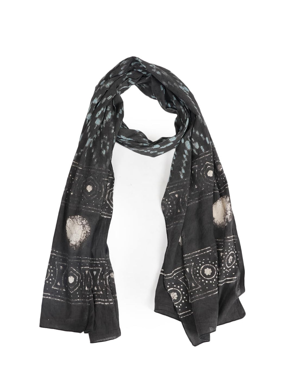 RAI SAHAB Printed Cotton Scarf for Women, Lightweight Soft Scarves Stoles for Summer & Winter(ST-93BLK10)