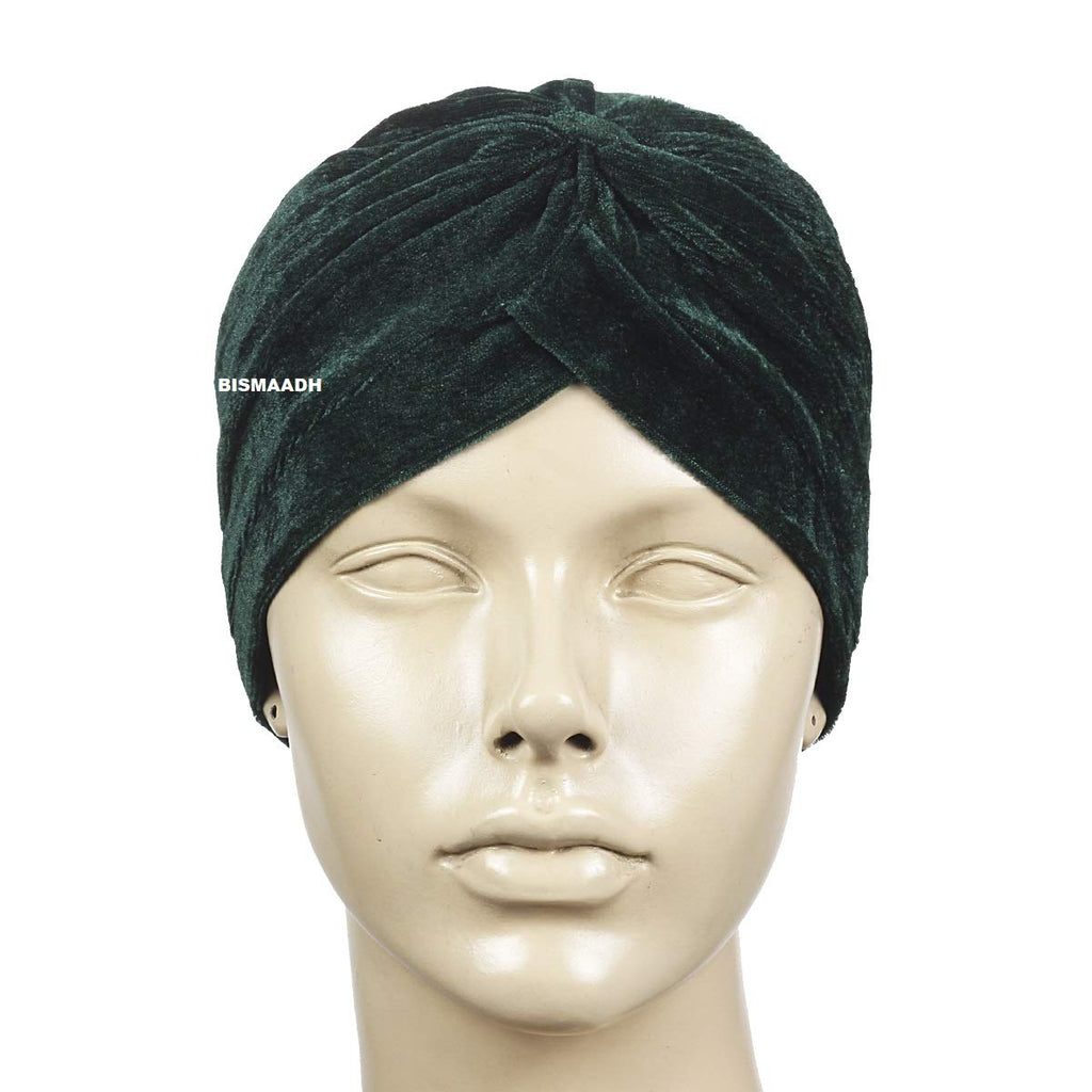 BISMAADH Velvet Soft Pleated Pre Tied Knot Readymade Turban/Pagri Head Wraps for Men & Women