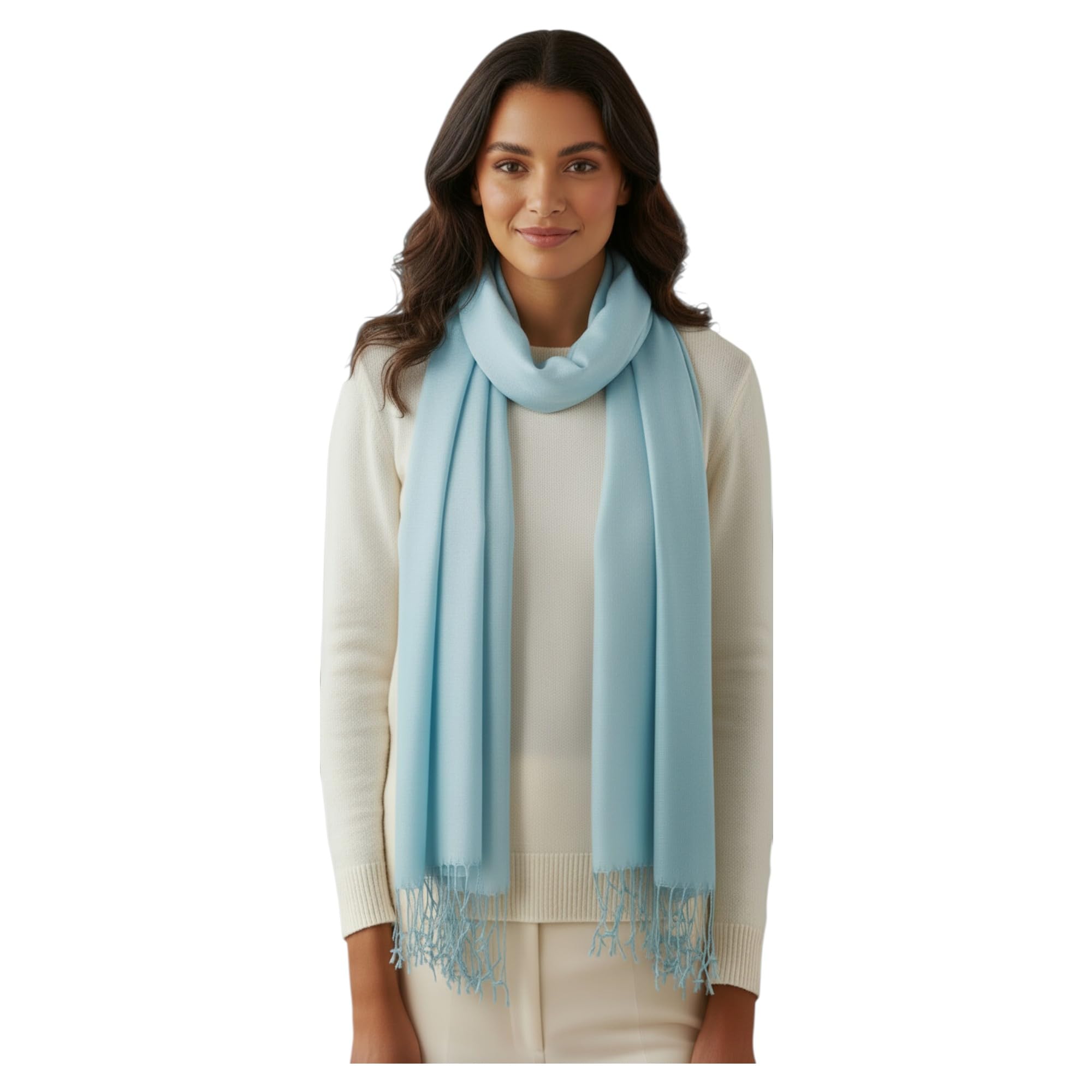 Graziemille Pure Pashmina For Women GRADED PALE BLUE XL