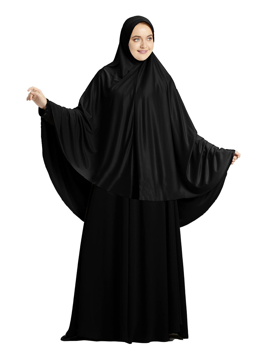 Mehar Hijab's Modest Women's Designed Solid Poly cotton Feel Good Fabric ZAKIA HIJAB (Black, XX-Large)