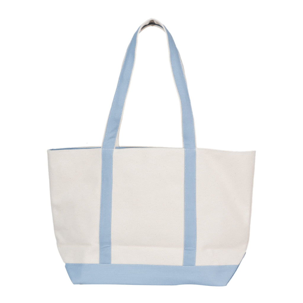 AQVA 24oz Premium Cotton Eco friendly Canvas Tote Bag, Multipurpose Handbag/Shoulder Bag For Shopping, Travel, Grocery, Work, Beach, Office, College (Sky Blue)