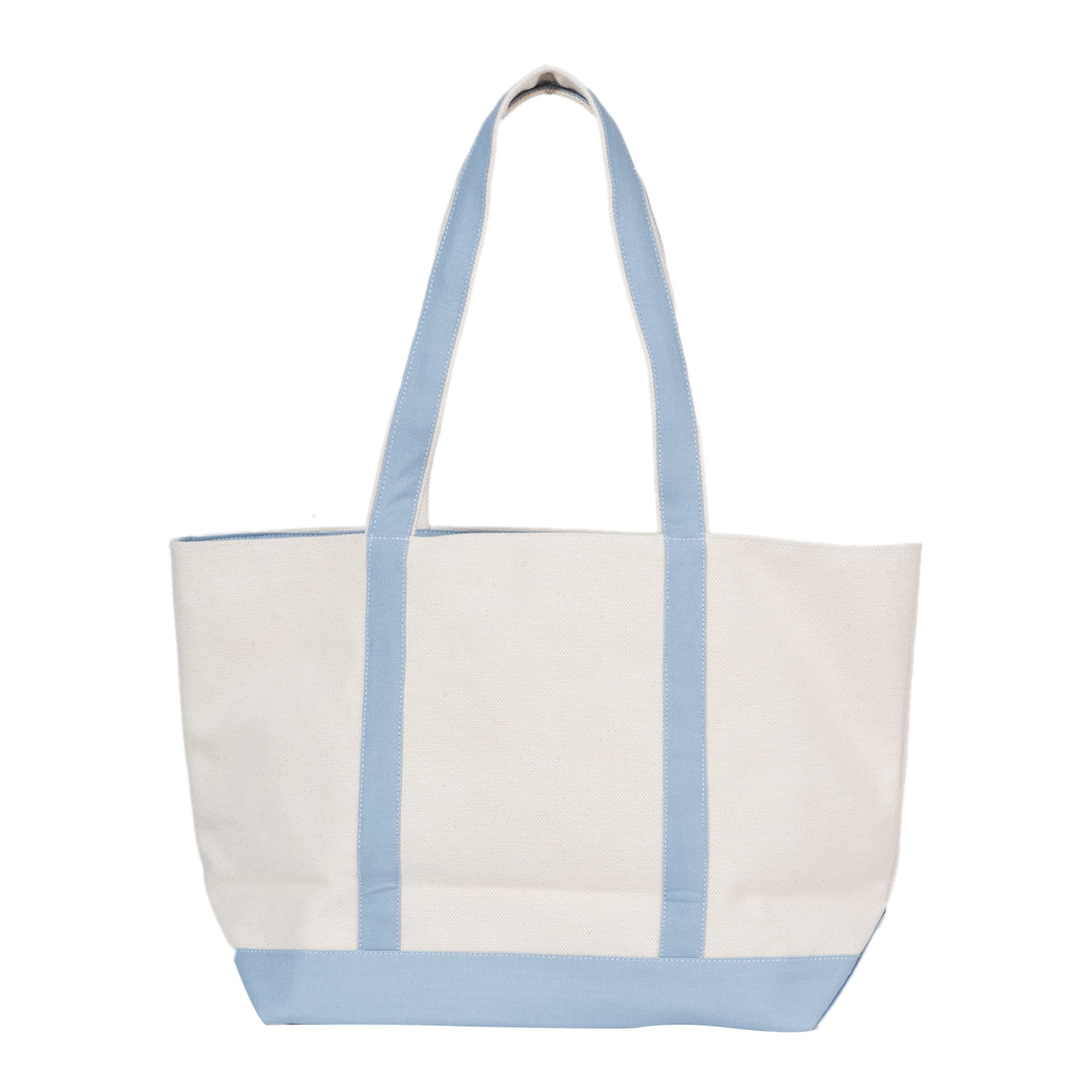 AQVA 24oz Premium Cotton Eco friendly Canvas Tote Bag, Multipurpose Handbag/Shoulder Bag For Shopping, Travel, Grocery, Work, Beach, Office, College (Sky Blue)