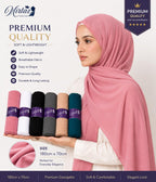 MIRTAZ Women's Chiffon Hijab Combo Pack of 6 | Soft Lightweight Plain Hijab Scarf | 180 x 70 cm