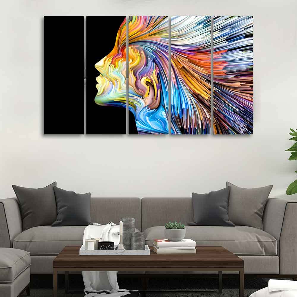 VIBECRAFTS Modern Abstract Colorful Art Wall Painting Set of Five For Home|Office|Living Room|Gift (PTVC5Pcs4_8616)