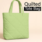 Mahaveer Cotton Quilted Waterproof Tote Bag | 15x15 Inch Large Shopping & Grocery Tote | Open-Top Classic Carry Bag for Daily Use | Multi-Purpose Reusable Handbag for Women, Sage