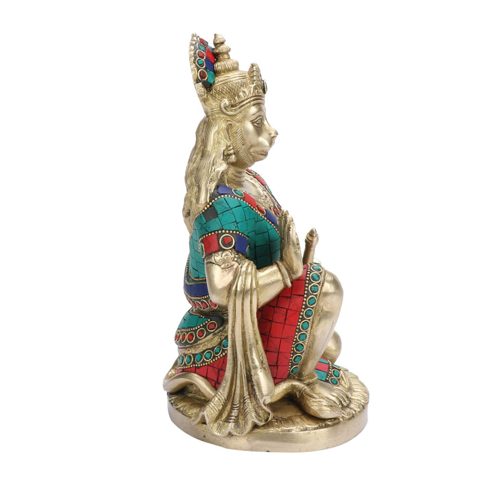 SVARUP Brass Hanuman Ji Murti Lord Balaji Bajrangbali Bahubali Sankat Mochan Bhagwan Idol Multicolor Height 9 Inches