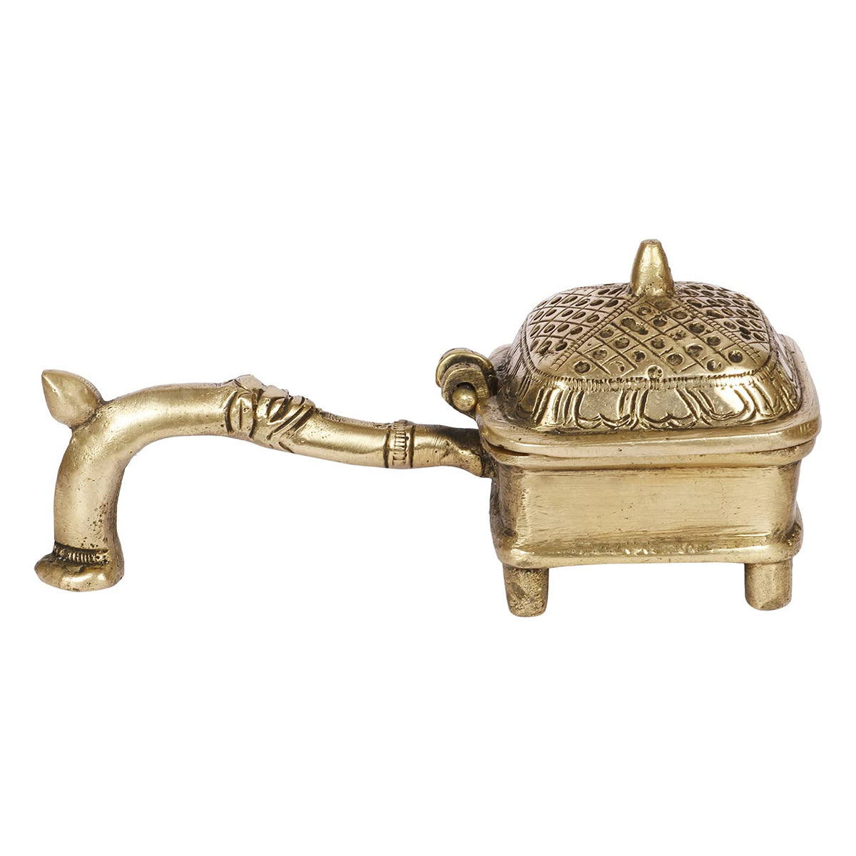 Artvarko™ Handmade Purifying Brass Incense Burner, Loban Burner,Bakhoor Burner,Dhoop Dhuni, Sambrani Dhoop for Home, Offices & Temples (6x2.5x2.5 Inches)