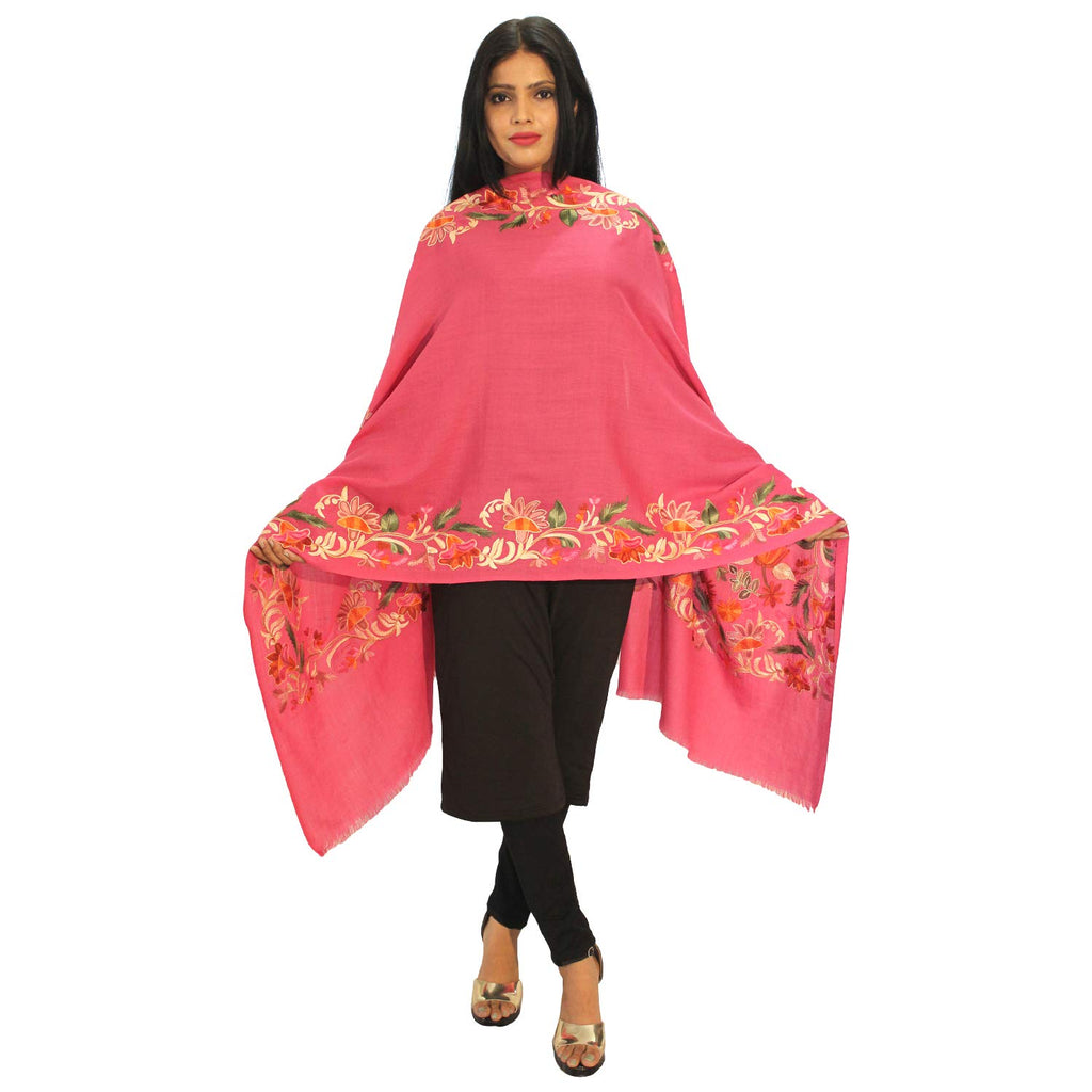 Matelco Women's Pashmina Embroidered Shawl (Ad002Mj115Gj_Gajri_28 X80 Inches)