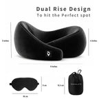 TRAVALATE Round Shape Travel Neck Pillow and Sleeping Eye Mask Combo–Black