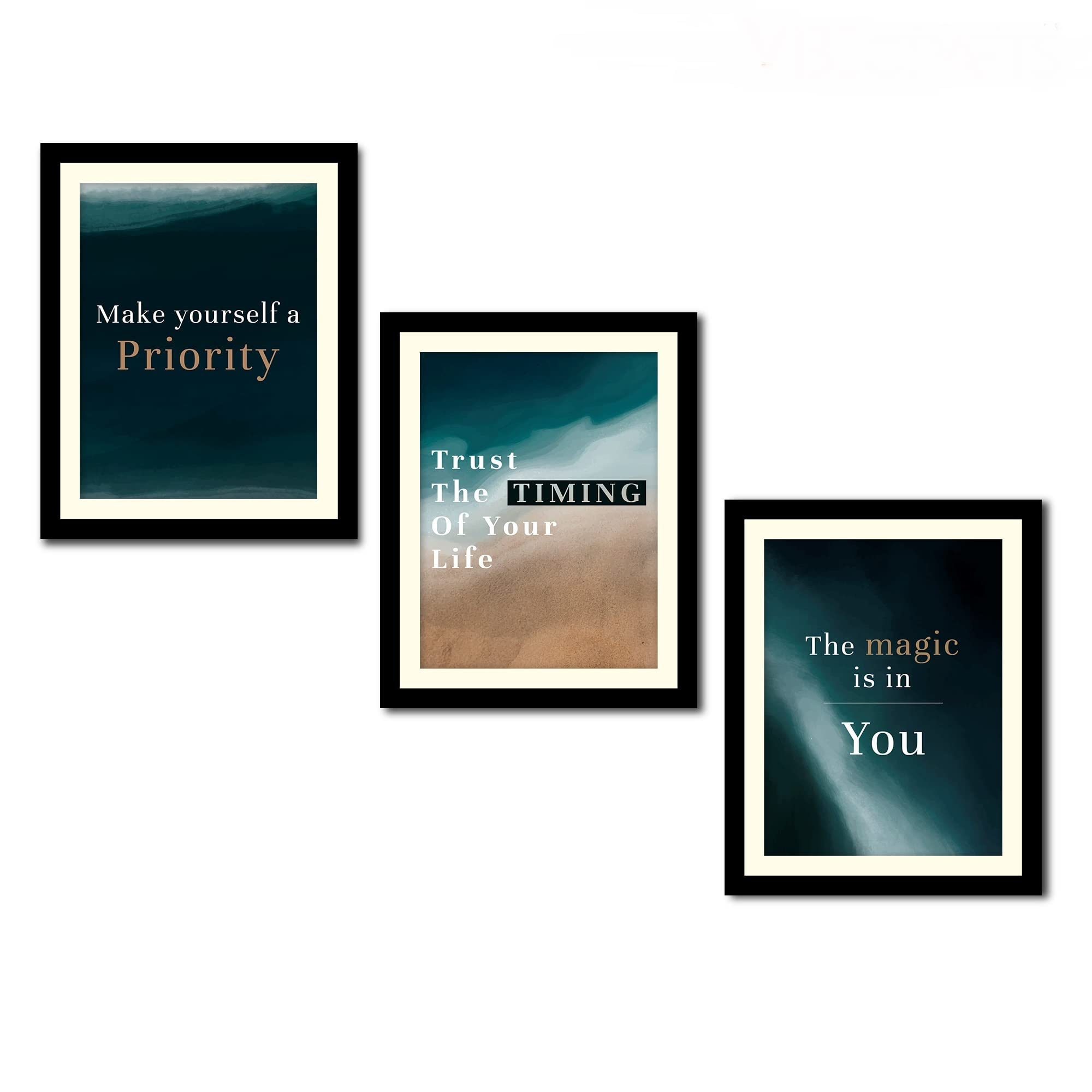 VIBECRAFTS Motivational Quotes Wall Hanging Frames Set of 3 For Office Digital Reprint Posters with Synthetic Wooden Frame Home, Office Decorative Gift Item(15 inch x 12 inch)(PFVC3Pcs4_1309)