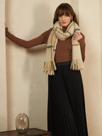 Ravaiyaa - Attitude is everything Women Reversible Acrylic Wool Scarf Winter Wear Muffler Designer Scarves 72x14 Inch (Beige Checks)