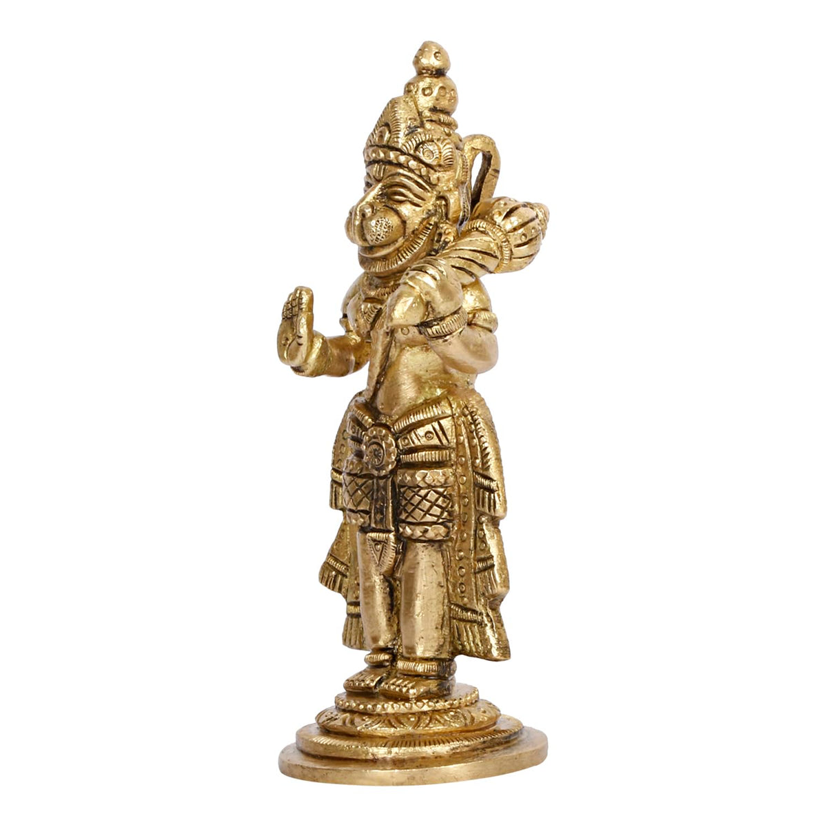 ARTVARKO Brass Bajrangbali Sankat Mochan Standing Hanuman Idol Statue Murti for Home Office Entrance Decor Temple Puja 5.5 Inch