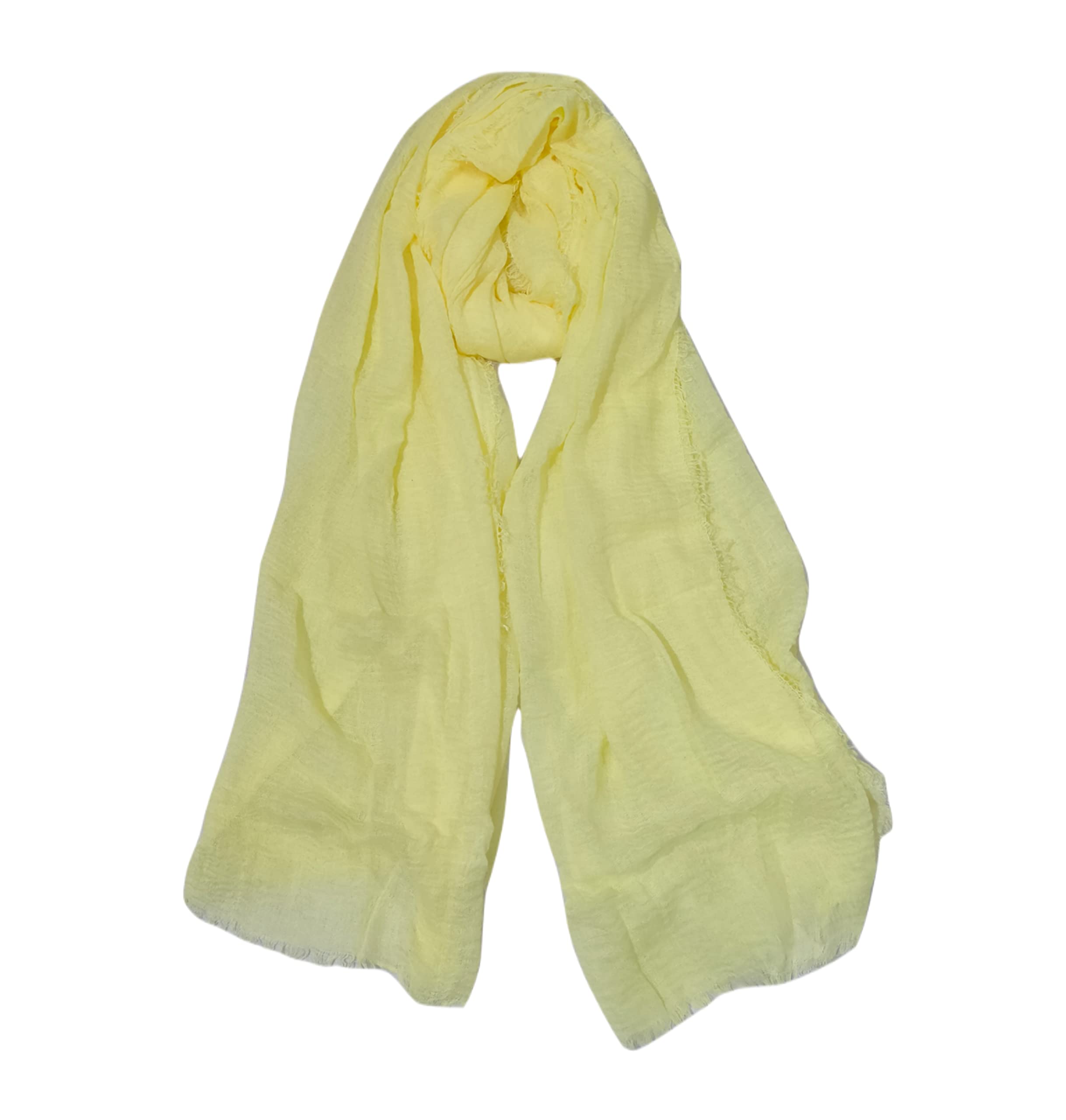 Iba & Isba Women's Plain Crinkled Scarves, Stoles, Hijab (76 x 36 inch) (Lemon2)
