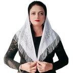 Devino Ora White Lace Triangle Church Scarf/Shawl/Veil (White Jesus) -1