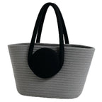 DYARCHY Handmade Cotton Rope Tote Bag | Eco-Friendly Multipurpose Handbag for Women | Casual Shoulder Bag for Shopping, Picnic, Travel & Everyday Use (GREY BLACK HANDLE)