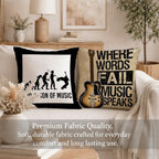 STITCHNEST Set of 2 Funky Beats & Buddies Collection Printed Jute Cushion Covers 24x24 Inches | Decorative Throw Pillow Covers for Sofa, Living Room, Bedroom | Perfect for Home Decor