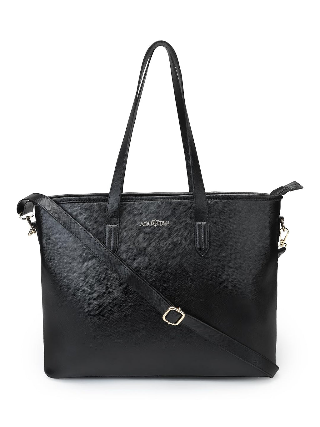 Aquatan Saffinao Tote Bag for Women | PU Leather Classic Handbag for Daily, Office & Formal Use | Spacious, Stylish & Durable Shoulder Bag - Black