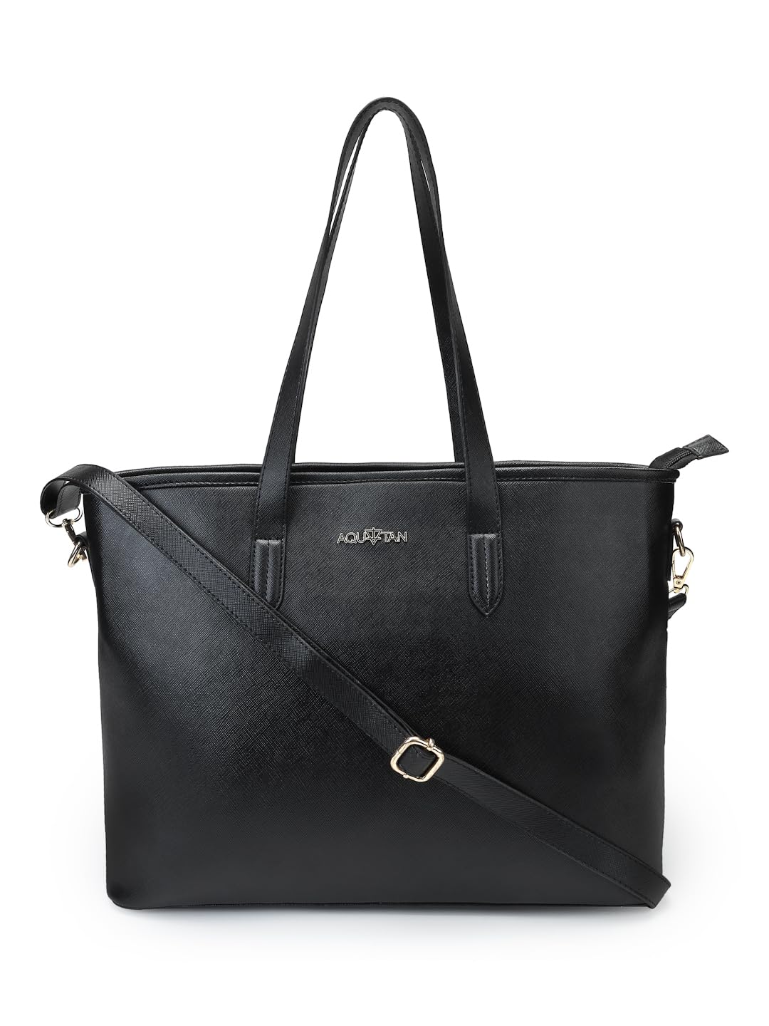 Aquatan Saffinao Tote Bag for Women | PU Leather Classic Handbag for Daily, Office & Formal Use | Spacious, Stylish & Durable Shoulder Bag - Black