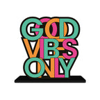 Artvibes Good Vibes Only Inspirational Quotes Table Decor for Office Desk | Home Decoration Items | Living Room | Modern Art Wooden Showpiece Decorative Gift item (SP_1185)