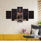VIBECRAFTS Homcraft Buddha Meditating Statue Five Pieces Canvas Wall Painting For Home|Office|Living Room|Gift (PTVC5Pcs1_5530)