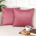 STITCHNEST Quilted Velvet Cushion Covers Set of 2 | Soft Peach | 18x18 Inches | Premium Sofa & Living Room Décor