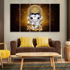 VIBECRAFTS Little Ganesha Premium Wall Painting of Five Pieces For Home|Office|Living Room|Gift (PTVC5Pcs4_8685)