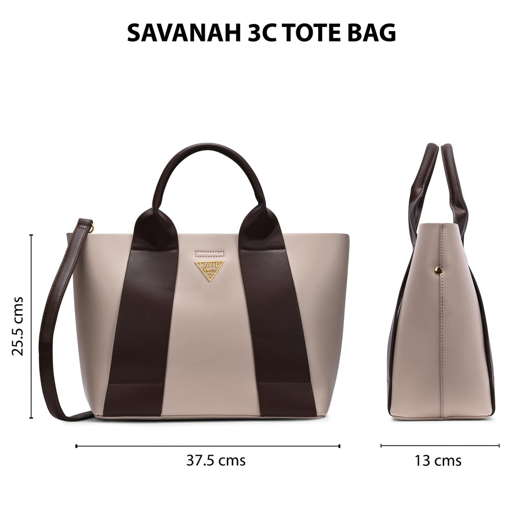 Lavie Signature Women's Savannah 3C Tote Handbag for Women | Tote Bag for Work | Ladies purse | Stylish Shoulder Bag | Gift for Women