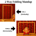 Divyakosh Wood Mandir Foldable Backdrop Stand for Ganpati, Navratri, Durga Pooja, Ideal for Home Mandir and Office As Backdrop Frame, Festival Decoration Item (30X24 Inch)